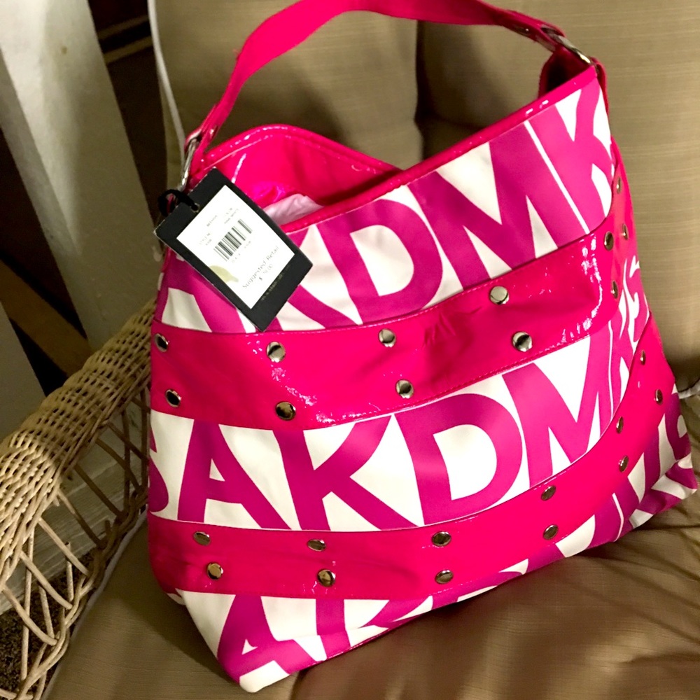 AKDMKS Pink and White Purse
